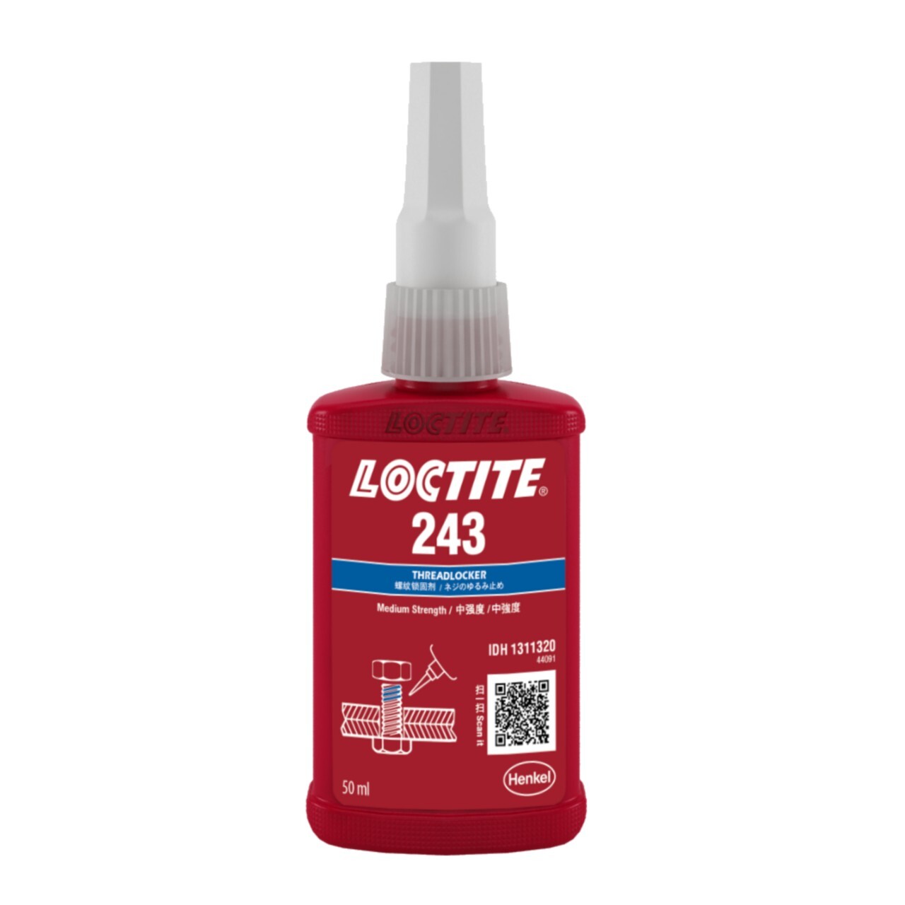 LOCTITE® 243 Threadlocker - Medium Strength - Blue - 50ml Bottle - Loctite