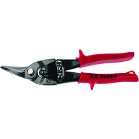 KC Tools Left Cut Tinsnips, Aviation, Left Cut Action, Red Handle
