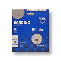 5 Pack paper Velcro Discs - Aluminium Oxide - 150mm 15 Hole