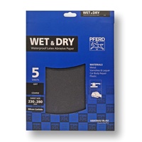 5 Pack Abrasive Sheets Wet & Dry - Silicon Carbide 230 x 280mm