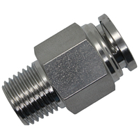 23-003-0202 1/8 Tube x 1/8 BSPT Stainless Steel Push-In Male Connector