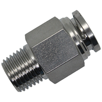 23-003-06N06 3/8 Tube x 3/8 NPT Stainless Steel Push-In Male Connector