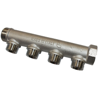 26-MBS1208-4M 4 Port Brass Manifold. Single Sided. 3/4M&F Inx1/2 M Out
