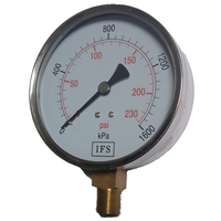 27-V10B6-001 Vacuum Gauge 100mm -100 KPA 3/8 BSPT Bottom Entry Dry (25-1800)