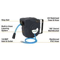 40-HQR1014 HQ Retractable Air Hose Reel. 3/8x14m