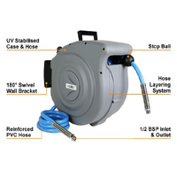 40-HQR1220 HQ Retractable Air/Water Hose Reel. 1/2x20m