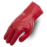 Red Single Dip PVC Glove 27cm Size 10 / Extra Large