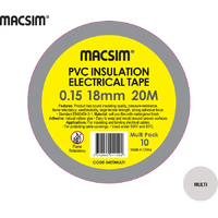 18mm x 20mtr x 0.15 PVC Electrical Tape Multi 10 Pack