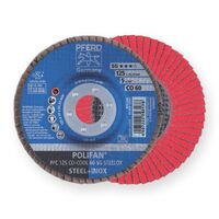 POLIFAN STRONG - Flap Discs Premium SG COOL Ceramic STEELOX - STEEL / INOX Stainless Steel 125mm 60 Grit