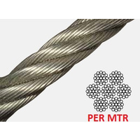 2mm 7 x 19 Wire Rope Premium Quality Korean Made 316 Grade Stainless Steel - Per Metre