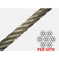 1.2mm 7 x 7 Wire Rope Premium Quality Korean Made 316 Grade Stainless Steel - Per Metre