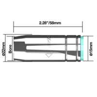 Binzel® Style Gas Nozzle Cylindrical BZL 25 - NZCY25