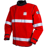 Big Red Leather Welders Jacket with Reflective Trim