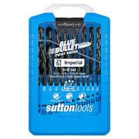 Sutton Drill Set D102 S2 21Pce Jobber HSS Blue 1/16-3/8 X 1/64ths