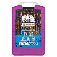 Sutton Drill Set D109 S2 21Pce Jobber Heavy Duty Cobalt Split Point 1/16-3/8X1/64ths