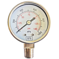 27-05B4-0016 Pressure Gauge 50mm 160 KPA 1/4 BSPT Bottom Entry Dry Stainless Steel Case