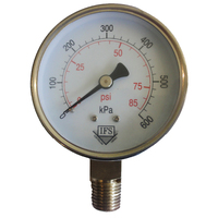 27-06B4-001B Pressure Gauge 63mm 100 KPA 1/4 BSPT Bottom Entry Dry Black Steel Case