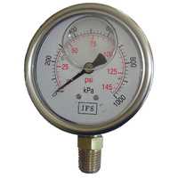27-CL06B4-001 Pressure Gauge 63mm -100 To 100kpa 1/4 BSPT Bottom Entry Liquid Filled (25-1380)
