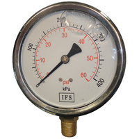 27-CL10B6-0015 Pressure Gauge 100mm -100 To 150 KPA 3/8 BSPT Bottom Entry Liquid Filled Stainless Steel Case
