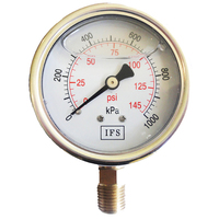 27-L06B4-007 Pressure Gauge 63mm 700 KPA (100 PSI) 1/4 BSPT Bottom Entry Liquid Filled (25-1407)