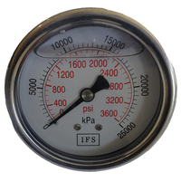 27-L06R4-002 Pressure Gauge 63mm 250 KPA 1/4 BSPT Rear Entry Liquid Filled (25-1515)