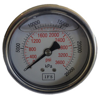 27-L06R4-040 Pressure Gauge 63mm 4000 KPA 1/4 BSPT Rear Entry Liquid Filled (25-1550)