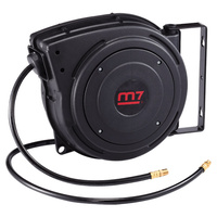 M7 Air Hose Reel, Wall Mount Case, 10mm ID X 15mm OD PU Hose, 15M