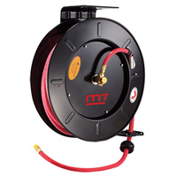 M7 Air Hose Reel, H.D. Open Metal Wall Mount Case, 10mm Id X 18mm Od Hose, 18M