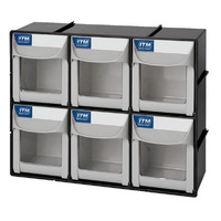 ITM Flip Out Parts Bin, 6 Drawer, 303W X 106D X 253H