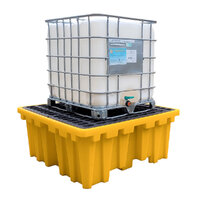 Single IBC Bunded Spill Pallet, Yellow (700H x 1680W x 1680L mm) - 1260L Sump