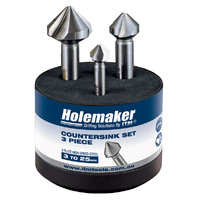 Holemaker Countersink Set, 3 Piece, 3 Flute 90 Degree, 10.4mm, 16.5mm, 25.0mm