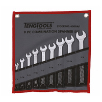 Teng Combination Spanner Set W/Wallet, AF, 9Pce, 1/4" - 3/4"