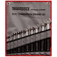Teng Combination Spanner Set W/Wallet, Metric, 10Pce, 8mm-19mm