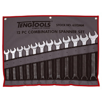 Teng Combination Spanner Set W/Wallet, Metric, 12Pce, 20mm-32mm