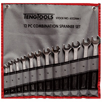 Teng Combination Spanner Set W/Wallet, Metric, 12Pce, 8mm-19mm