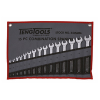 Teng Combination Spanner Set W/Wallet, Metric, 15Pce, 5.5mm-19mm