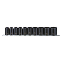 Teng 10Pce 1/2" Dr. Std. Impact Socket Rail Set 10-24mm