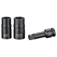 Teng 3Pce 1/2" Dr. Double Ended Wheel Nut Impact Socket Set 17/19 & 21/22mm + 3" Extension