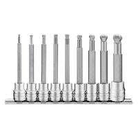 Teng 9Pce 3/8" Long Hex Bit Socket Ball-End Clip Rail Set