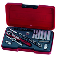 Teng 35Pce 1/4" Dr. Imperial Reg/Deep Socket Set