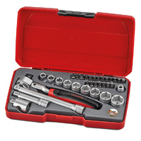 Teng 34Pce 3/8" Dr. Metric Reg. Socket Set (Flex Ratchet)