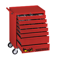 Teng 277Pce 26" 7 Drawer Roll Cabinet Tool Kit, Metric, Ps Trays, Red