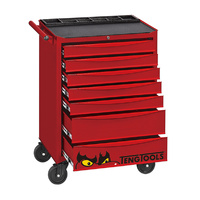 Teng 174Pce 26" 7 Drawer Roll Cabinet Tool Kit, Metric, EVA Trays, Red