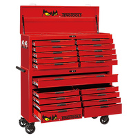 Teng 1200Pce 53" 19 Drawer Stack Tool Kit, Metric & Imperial, Ps Trays, Red
