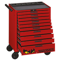 Teng 26" Pro Roll Cabinet, 10 Drawers, Red