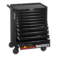 Teng 26" Pro Roll Cabinet, 10 Drawers, Black