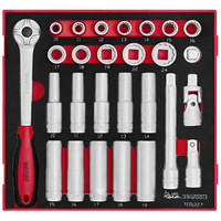 Teng 27Pce 1/2" Dr. Socket & Acc Set 10-24mm - TED-TRAY