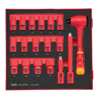 Teng 18Pce 1000V VDE 3/8" Dr. Insulated Socket Set- TED-TRAY
