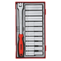 Teng 11Pce 1/2" Dr. Deep Socket Set 10-19mm - TC-TRAY