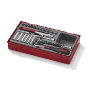 Teng 35Pce 1/4" Dr. Socket & Acc Set 4-13mm (12-Pt) - TC-TRAY